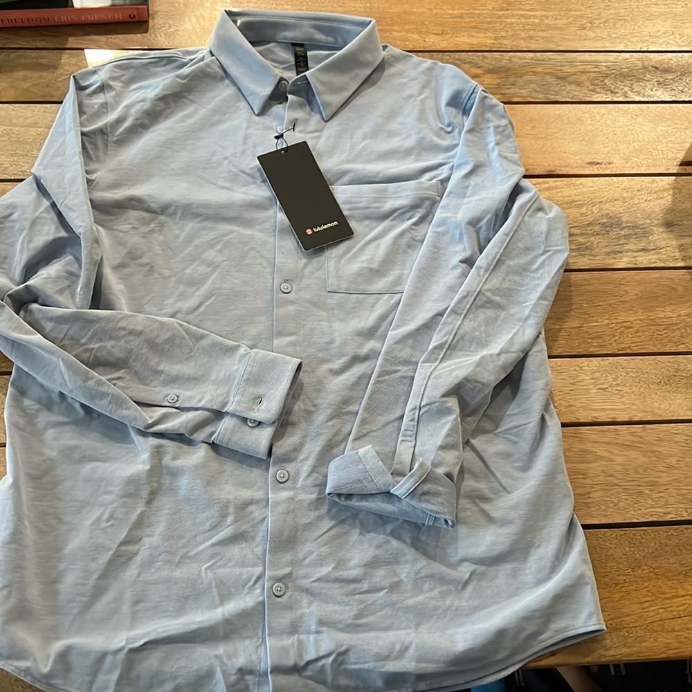 MENS lululemon Commission Long Sleeve Shirt- light Blue NWT